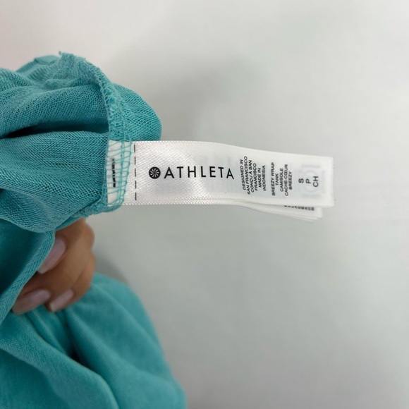 Athleta Breezy Wrap Athleisure V-Neck Tank Top Small Turquoise Blue - Picture 3 of 6